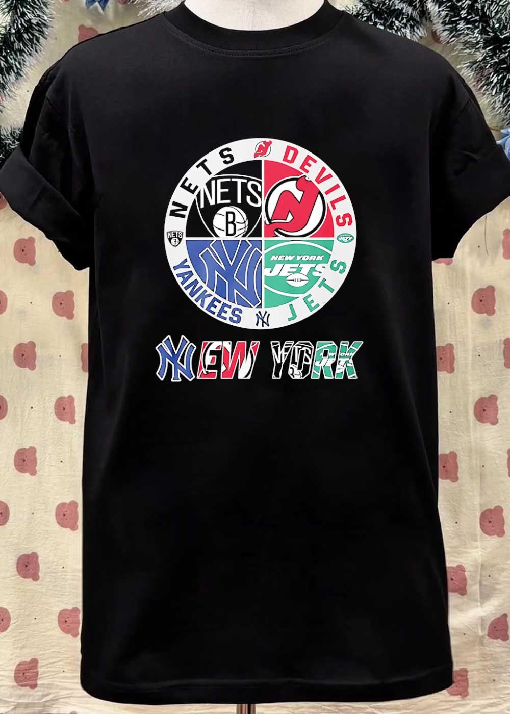 NY New York Nets Devils Yankees Jets Team Logo Sports shirt