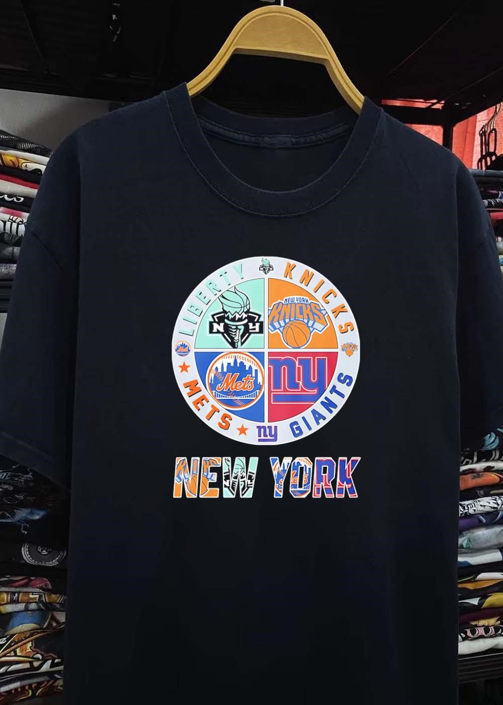 NY Sports Fans Apparel Features Liberty Knicks Mets Giants New York shirt