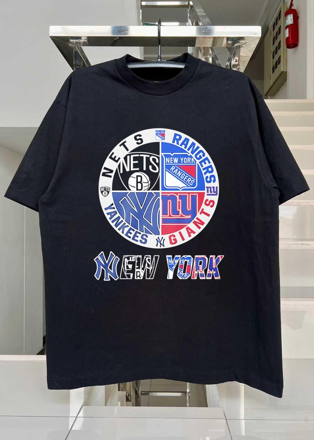 Nets Rangers Yankees Giants New York Sports Fan Logo shirt