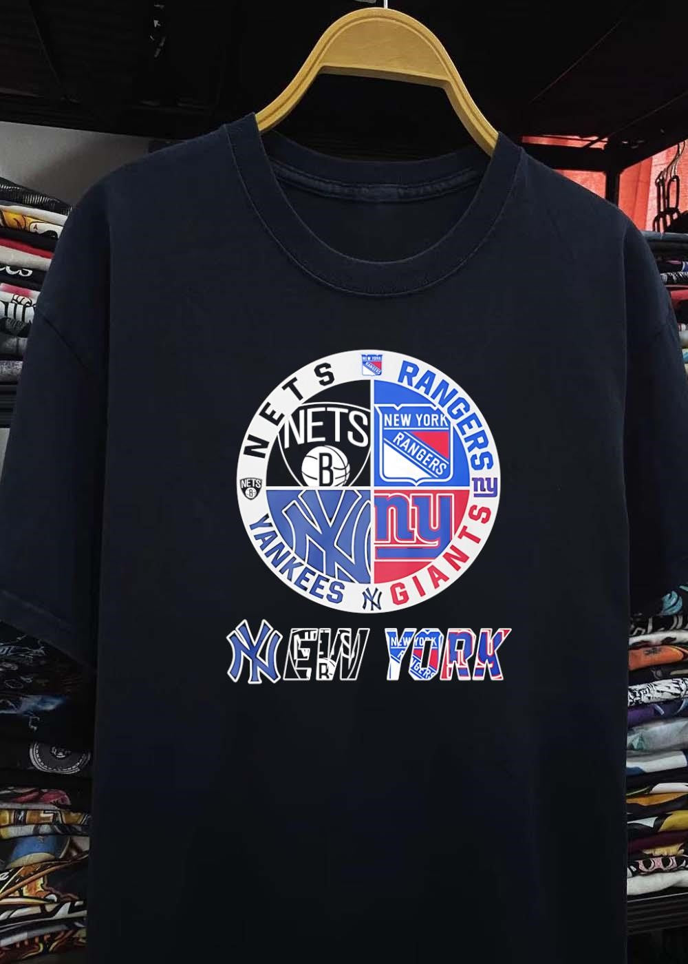 Nets Rangers Yankees Giants New York Sports Fan Logo shirt
