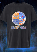 New York Knick Rangers Yankee Met Logo Print shirt