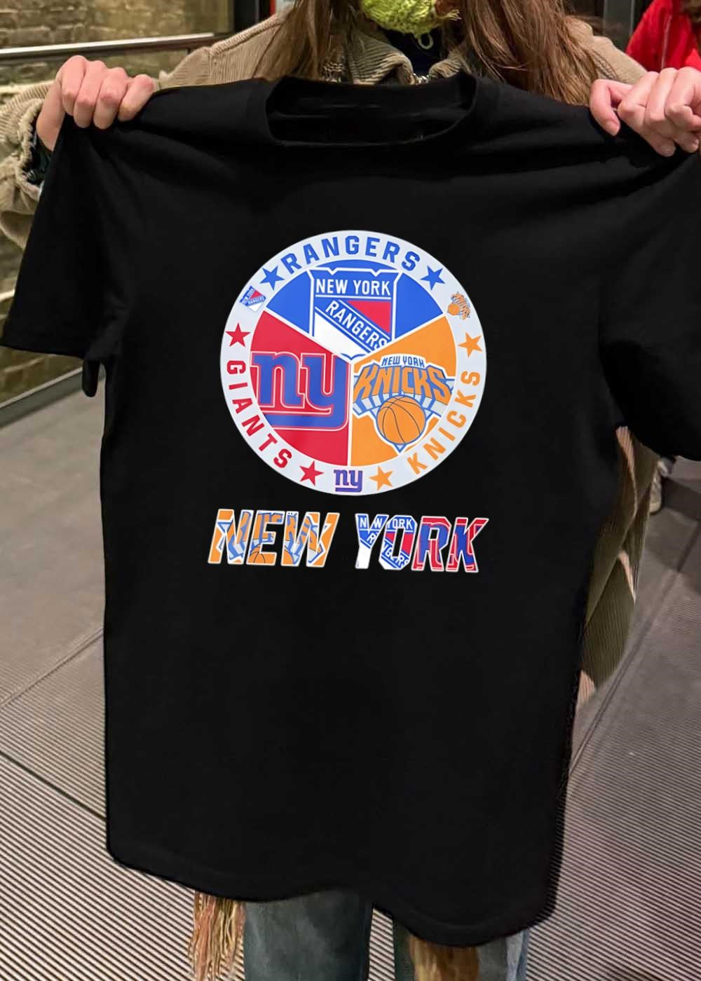 New York Sports Apparel Trio New York Rangers Giants Knicks Logo Shirt