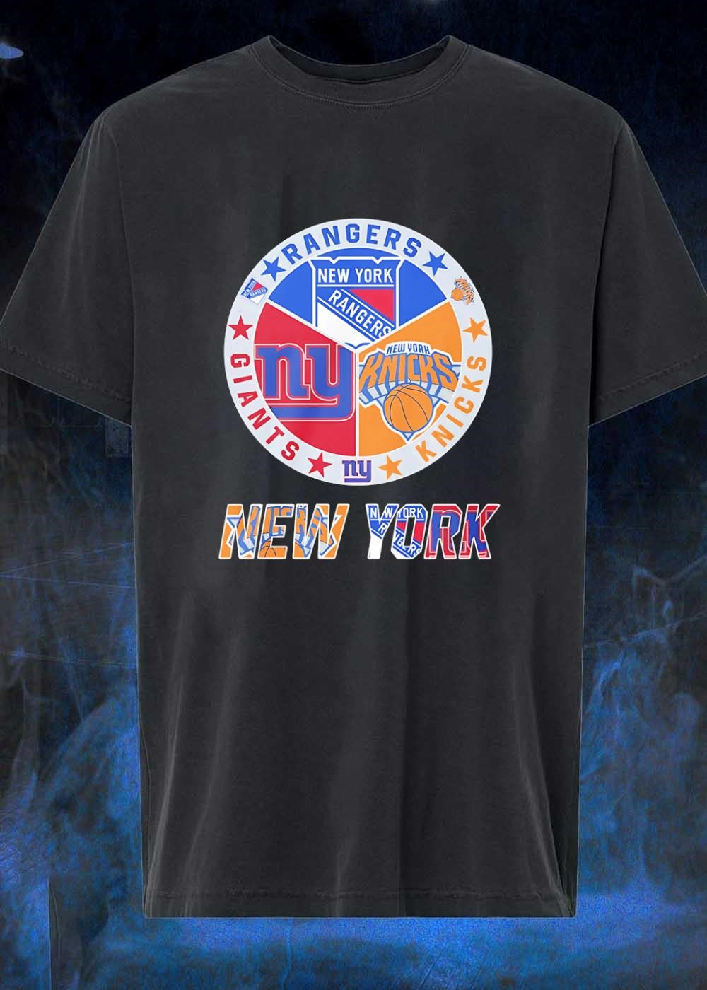 New York Sports Apparel Trio New York Rangers Giants Knicks Logo Shirt