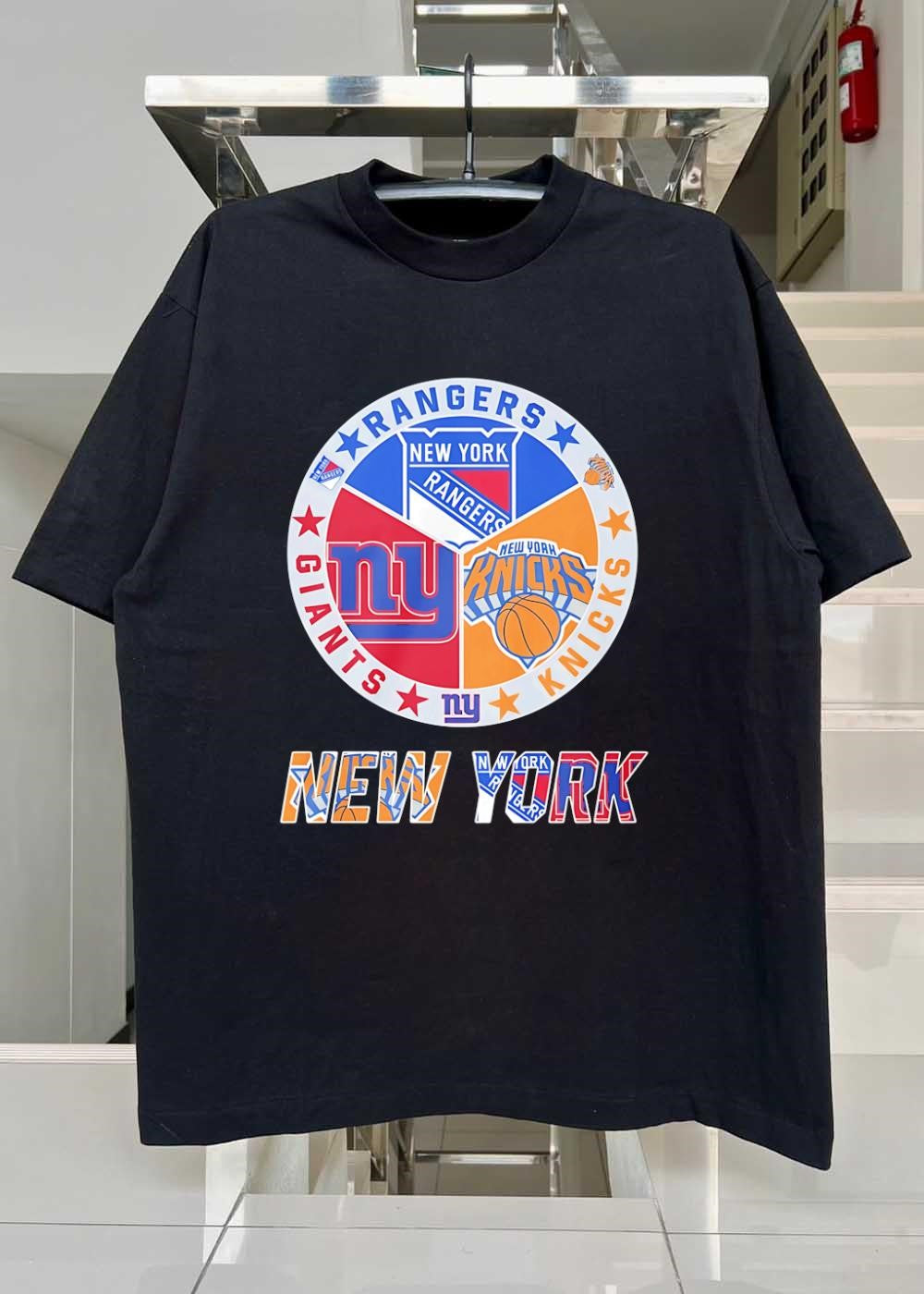 New York Sports Apparel Trio New York Rangers Giants Knicks Logo Shirt