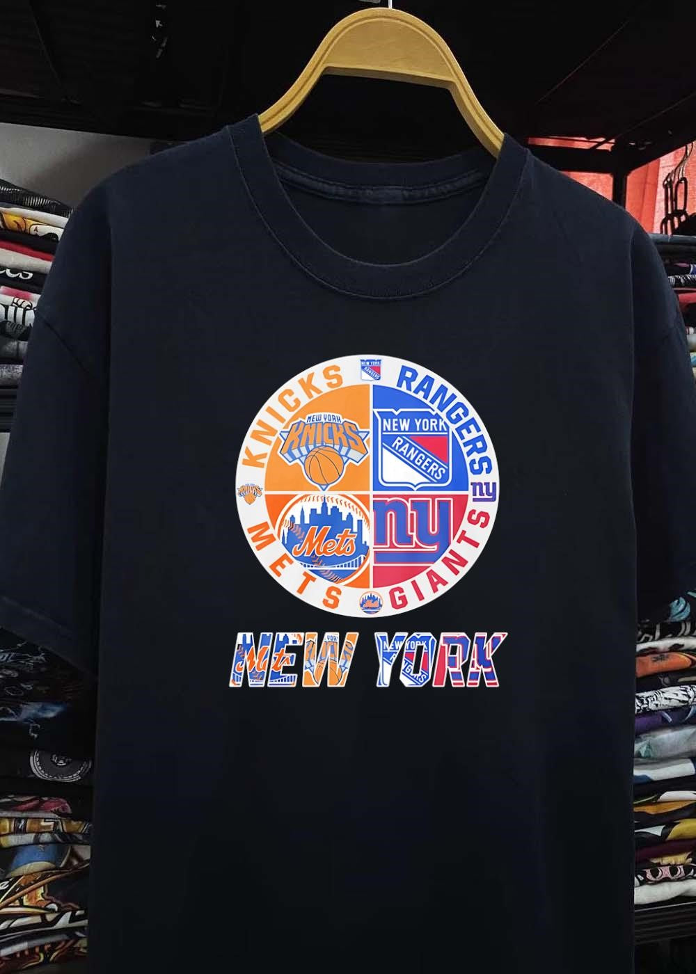 New York Sports Fan Art Print Knicks Rangers Mets Giants shirt
