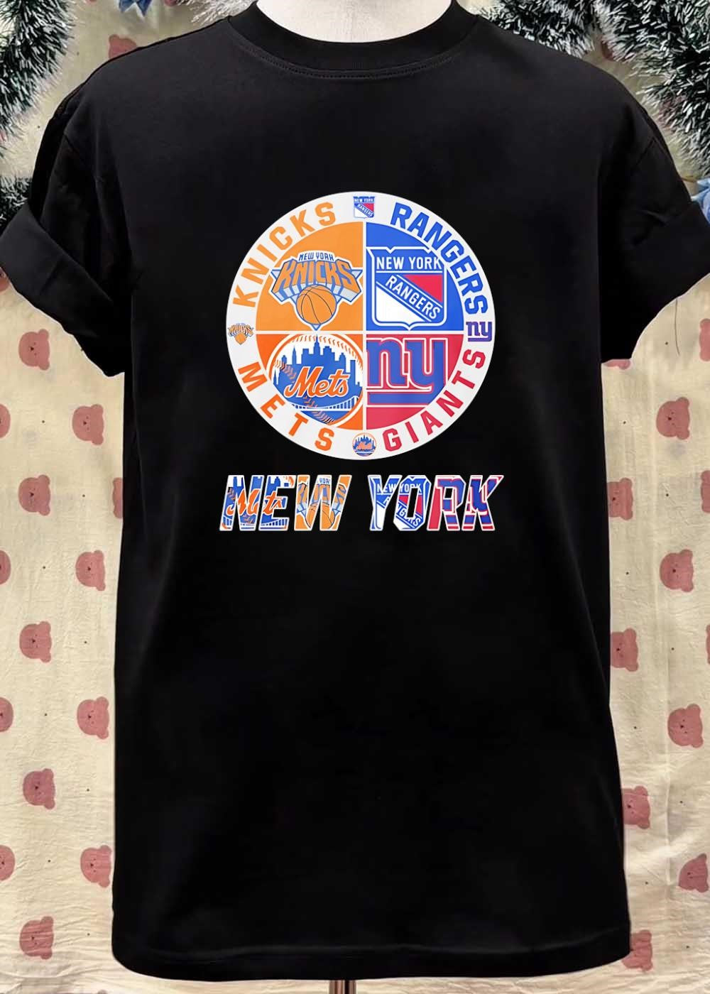 New York Sports Fan Art Print Knicks Rangers Mets Giants shirt