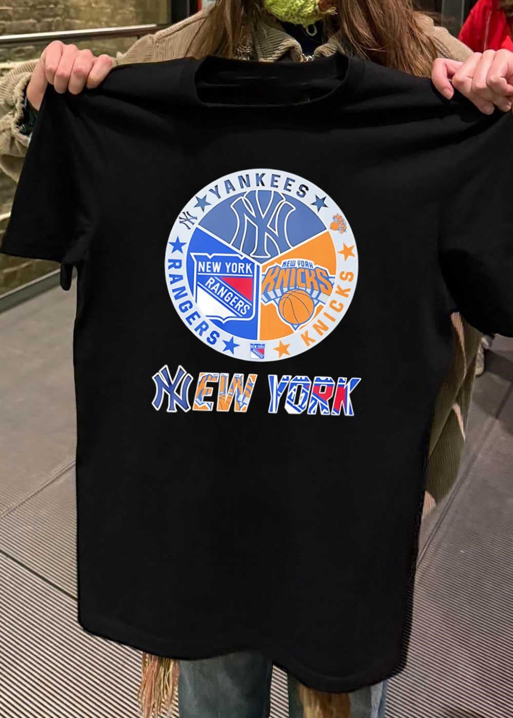 New York Yankees Rangers Knicks Logo Combination Fan shirt