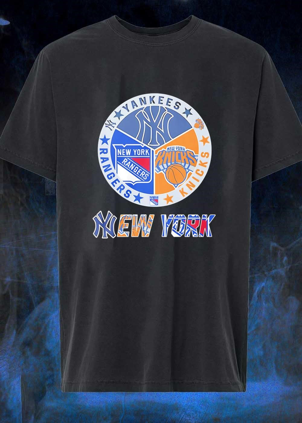 New York Yankees Rangers Knicks Logo Combination Fan shirt