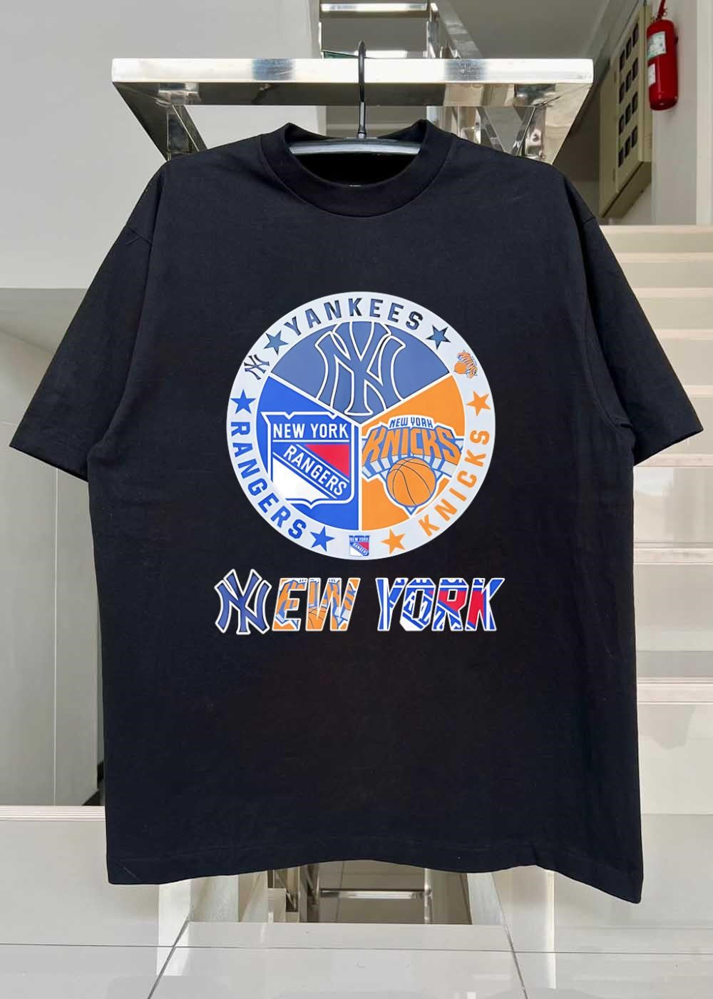 New York Yankees Rangers Knicks Logo Combination Fan shirt