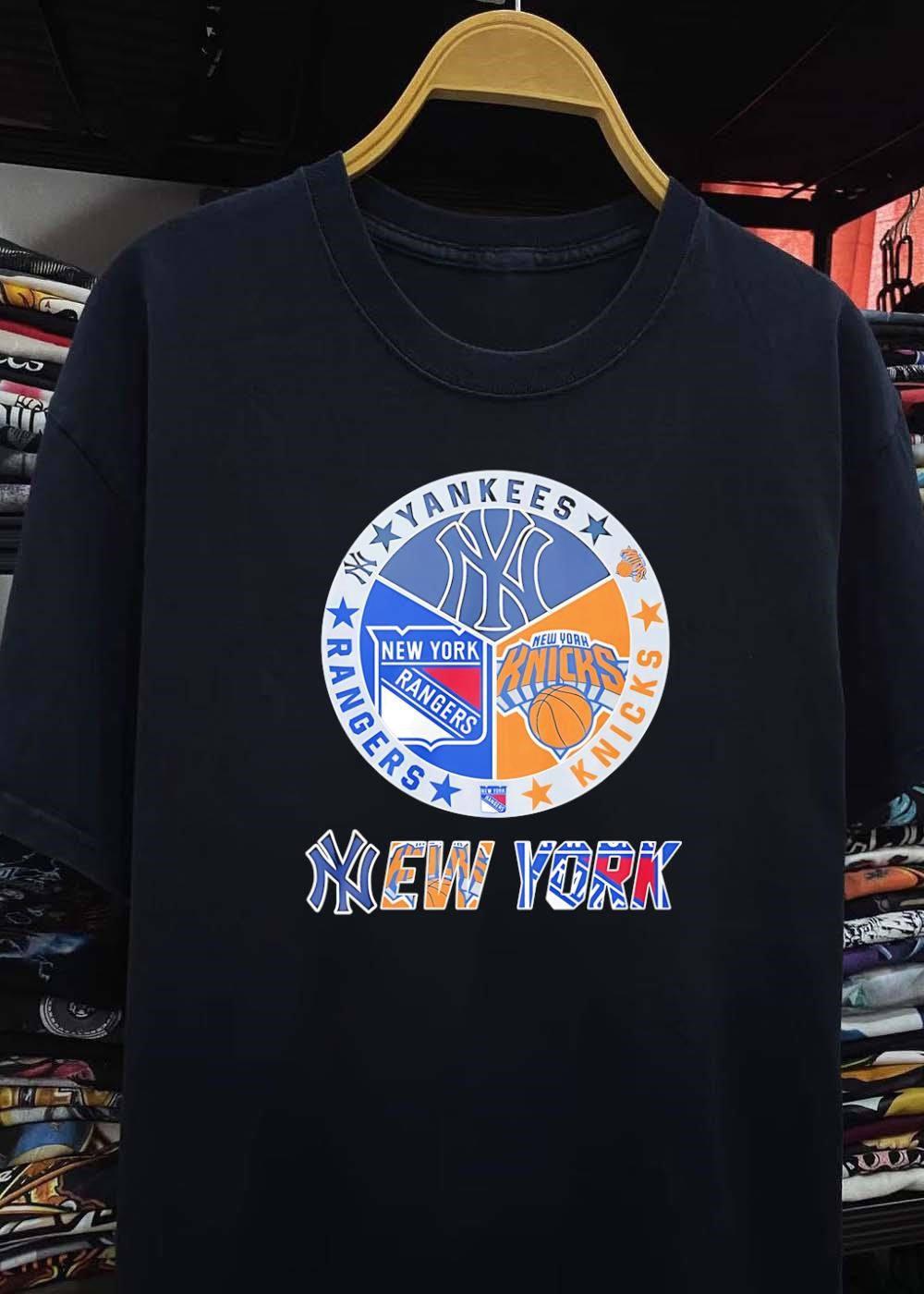 New York Yankees Rangers Knicks Logo Combination Fan shirt