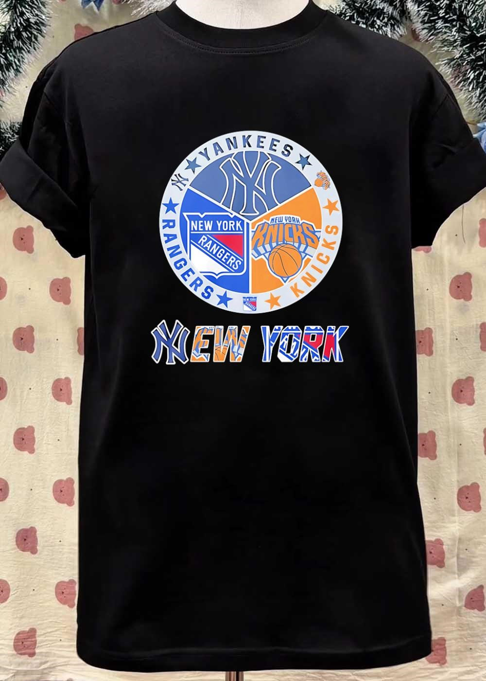 New York Yankees Rangers Knicks Logo Combination Fan shirt