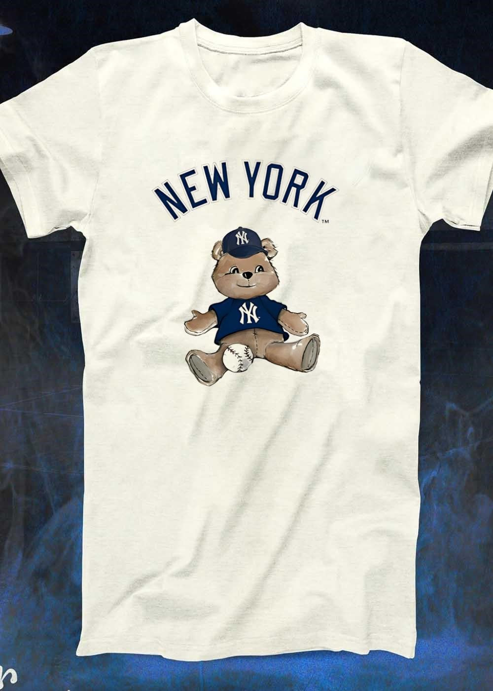 New York Yankees Teddy Bear Sitting with Baseball Youth T-Shirt