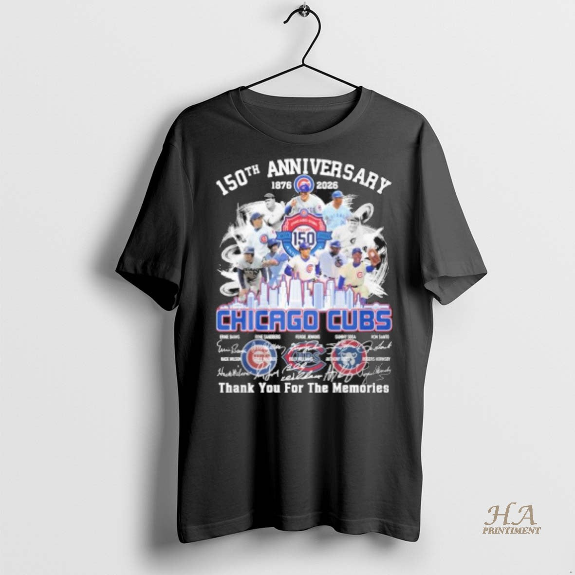 Official 150th Anniversary 1876 2026 Chicago Cubs Teams Signatures Shirt