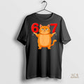 Official 67 Funny Cat Six Seven Meme Gen Z Alpha Humor Animal Lovers Shirt
