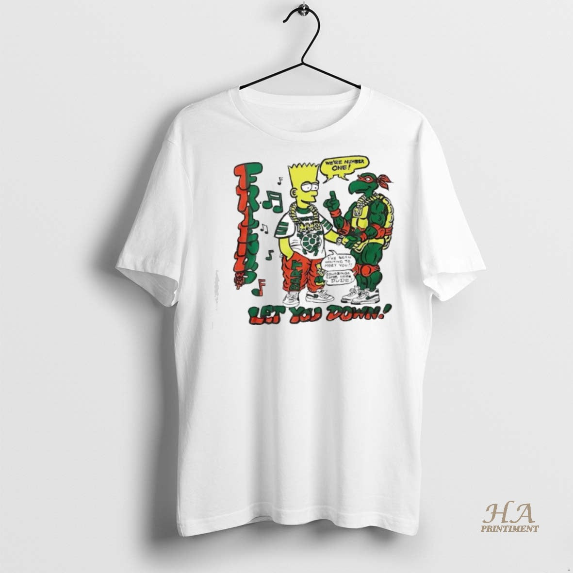 Official Bart Simpson And Teenage Mutant Ninja Turtle Friends Let You Down Shirt
