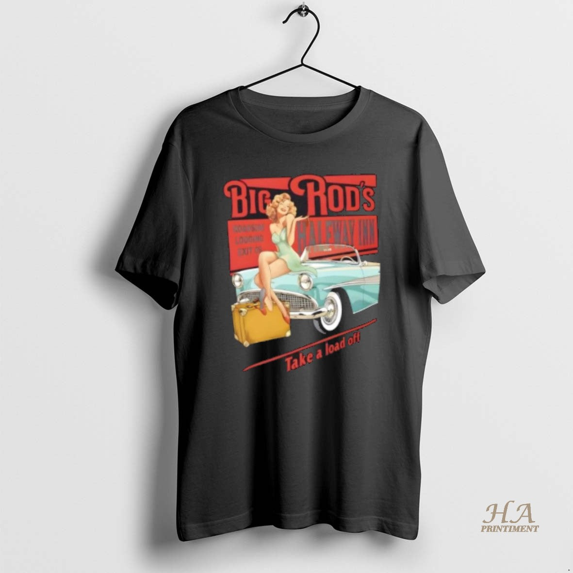 Official Big Rods Halfway Inn Retro Pin Up Classic Car