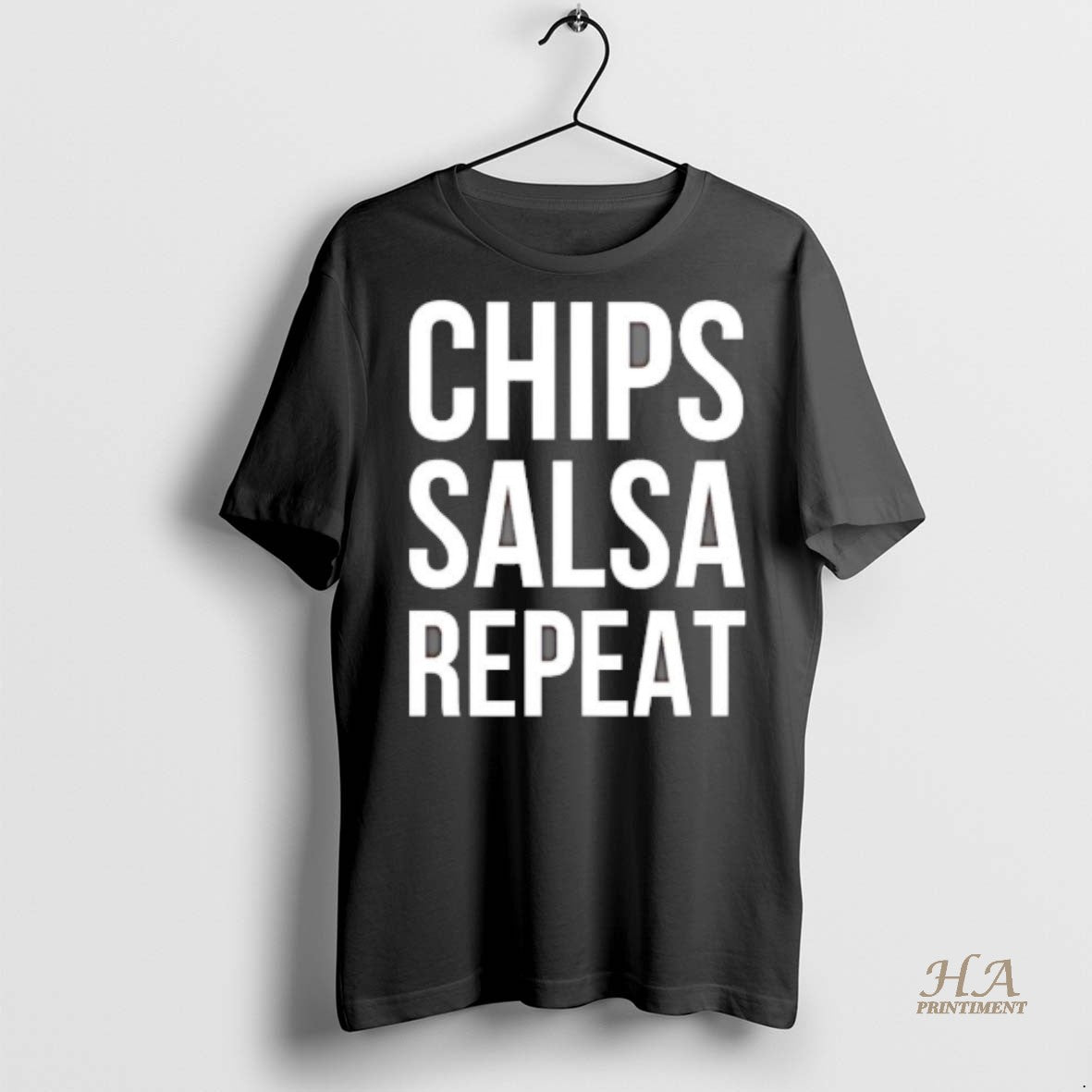Official Chips Salsa Repeat Text Black Shirt