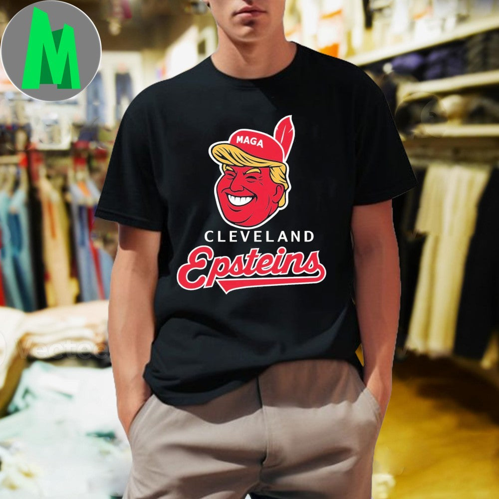 Cleveland Epstein’s Trump Chief Wahoo Parody T-Shirt – Political Satire & Controversial Humor