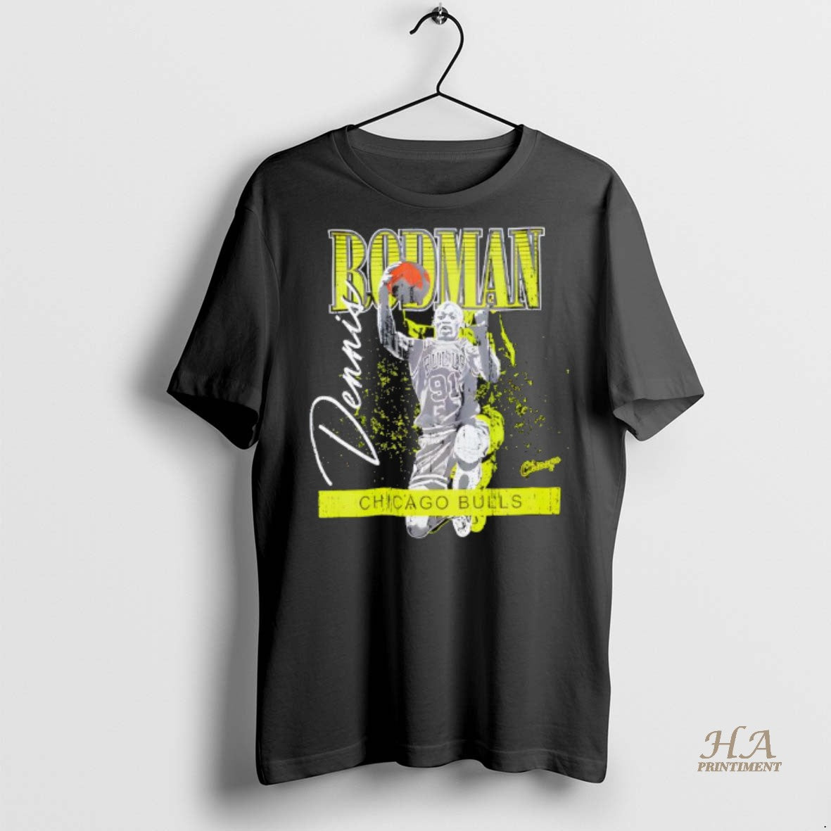 Official Dennis Rodman Chicago Bulls Mitchell Ness Neon Pop Signature Shirt