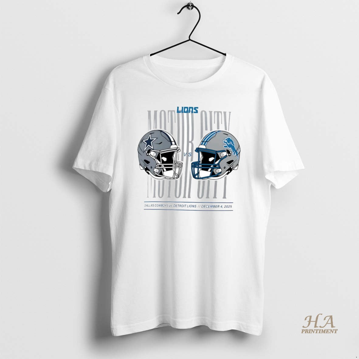 Official Detroit Lions Vs Dallas Cowboys Helmet Matchup Motor City