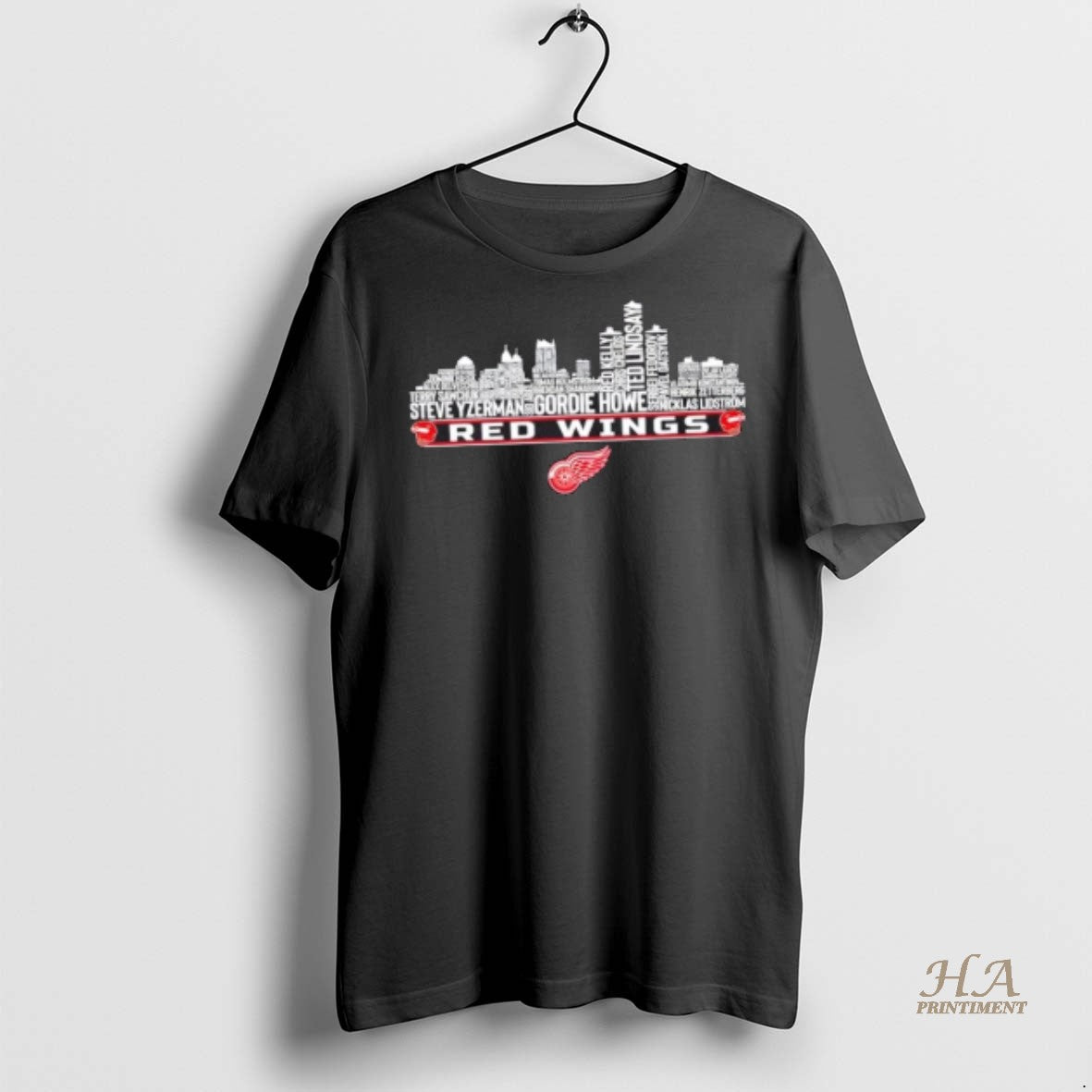 Official Detroit Red Wings Legends Names Of Hockeytown Skyline Shirt