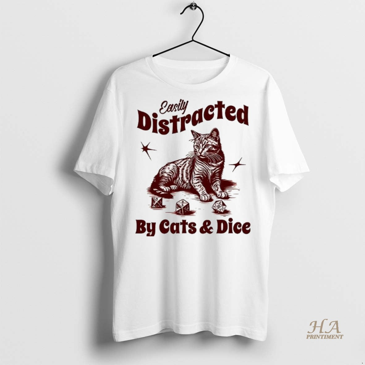 Official Easily Distracted By Cats And Dice Dungeons And Dragons Shirt