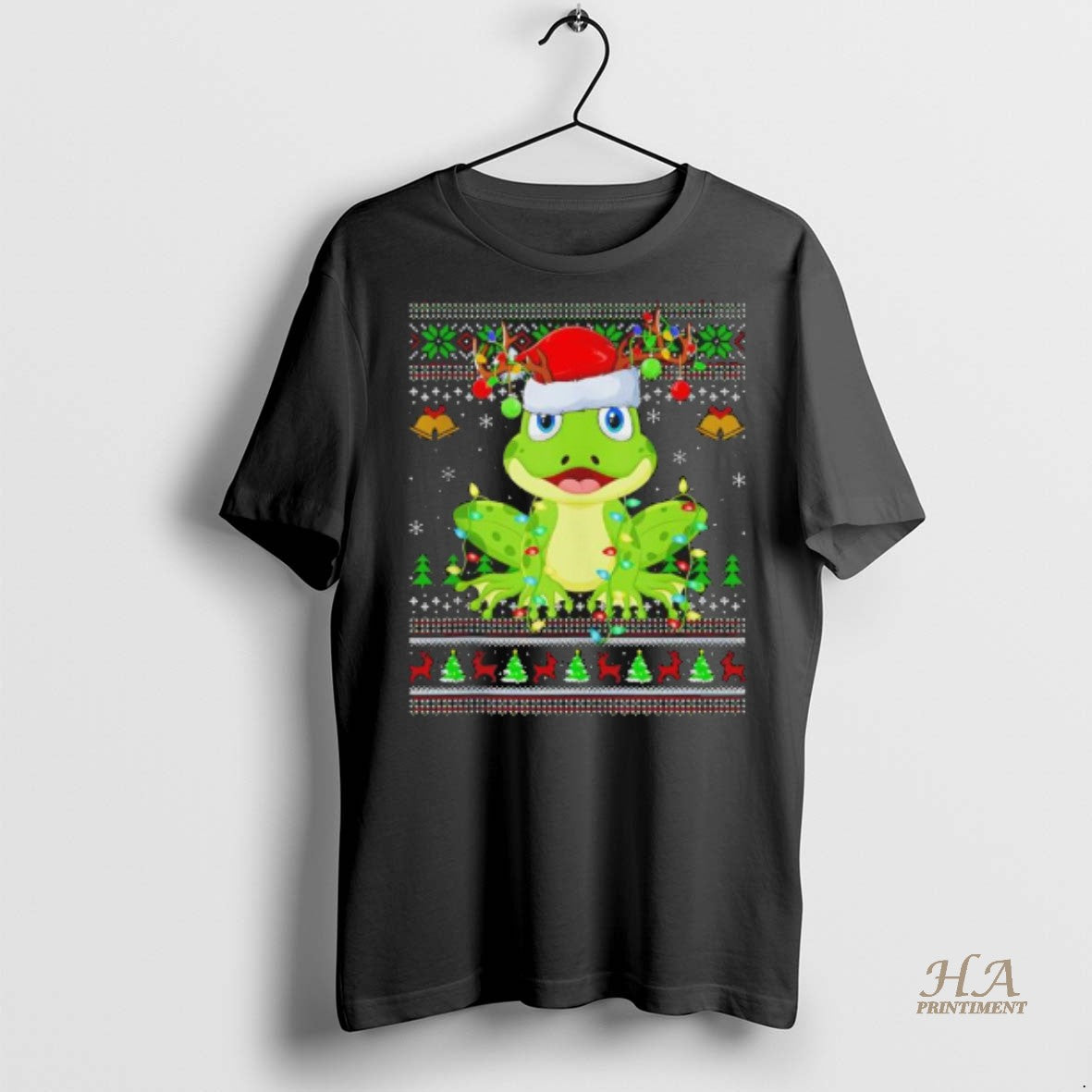 Official Frog Hat Santa Ugly Christmas Black Shirt