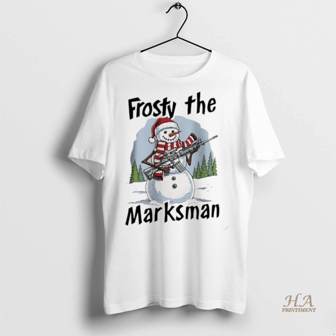 Official Frosty The Marksman Snowman With Gun Christmas Christmas Shirt