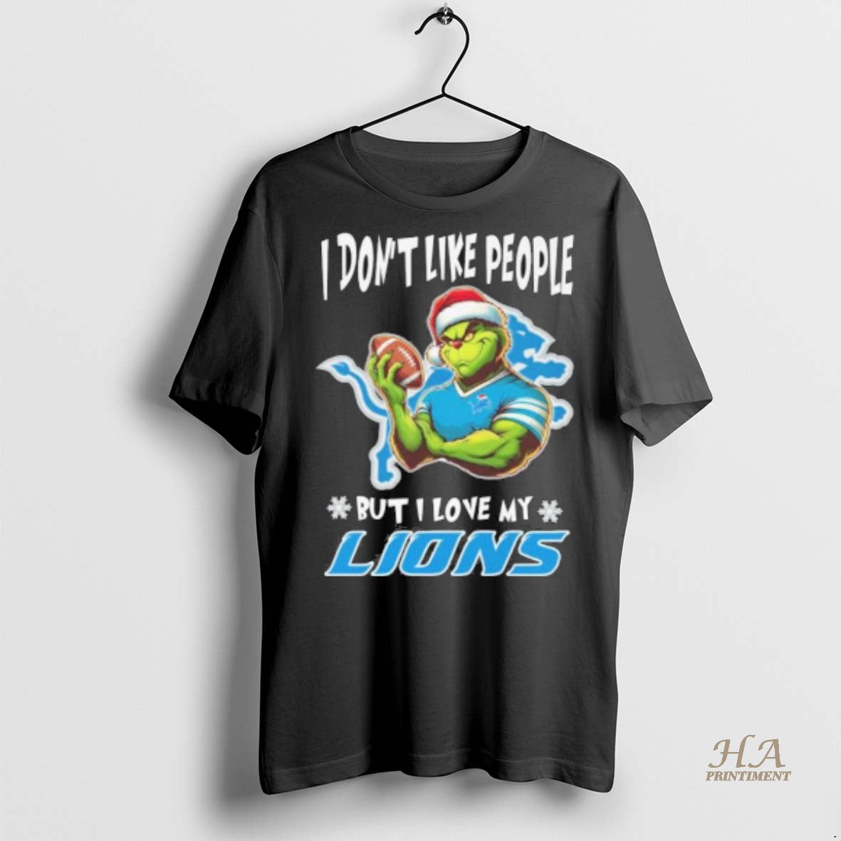 Official Grinch I Dont Like People But I Love My Detroit Lions Christmas 2025