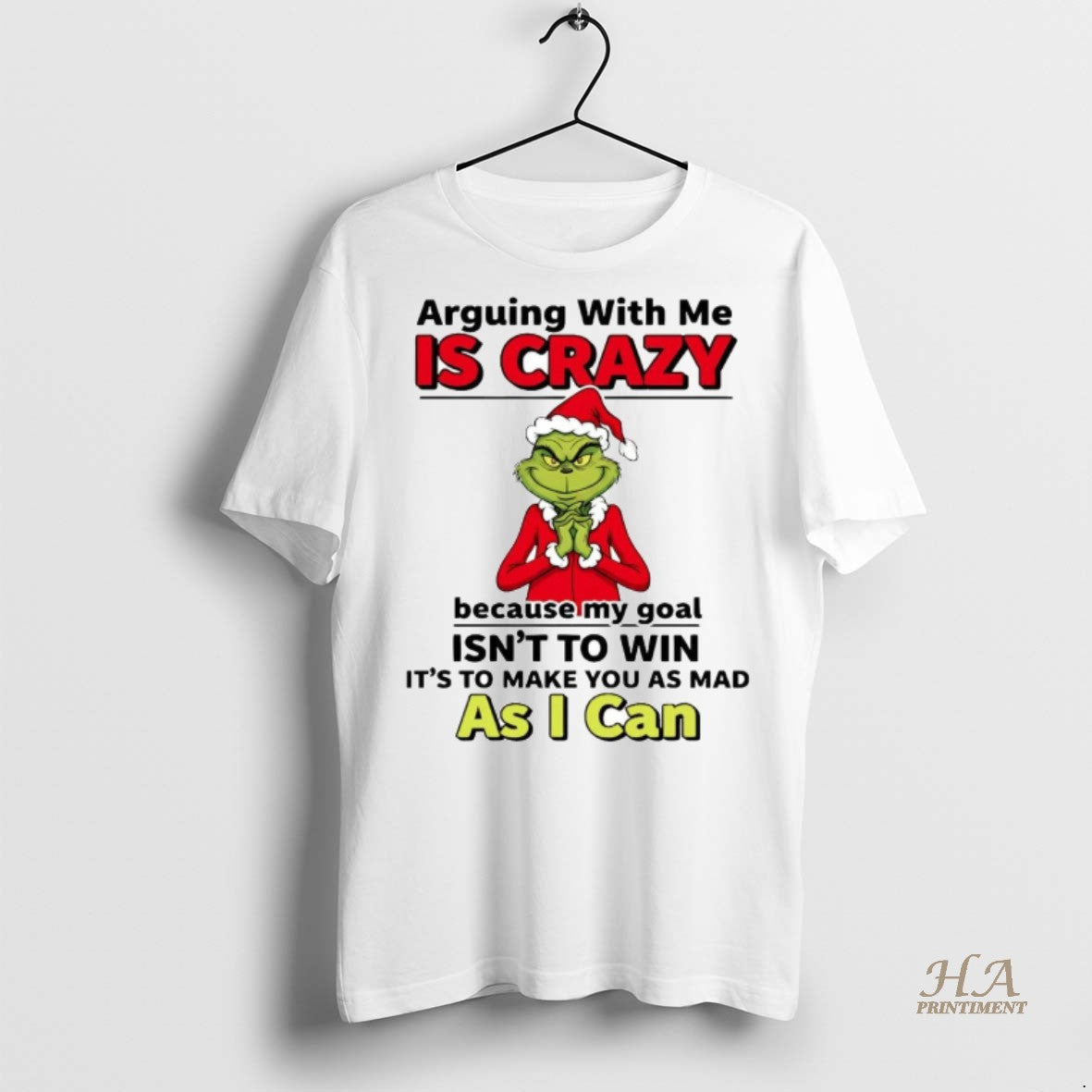 Official Grinch Arguing With Me Is Crazy As I Can Christmas Shirt