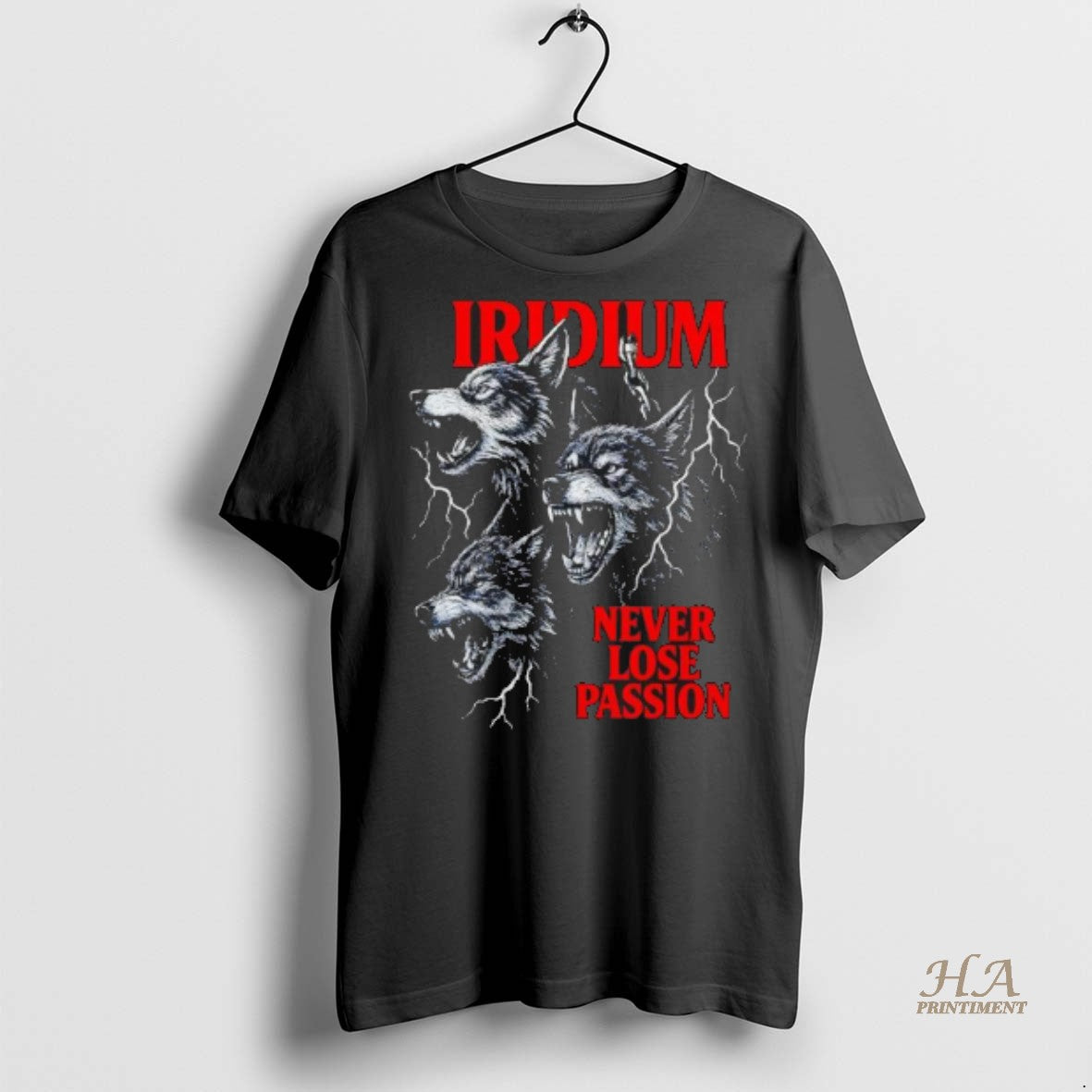 Official Iridium Wolf Never Lose Passion Black Shirt