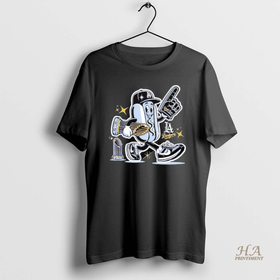 Official La Dodgers World Series Champions Hot Dog Cartoon Mascot 2024 25