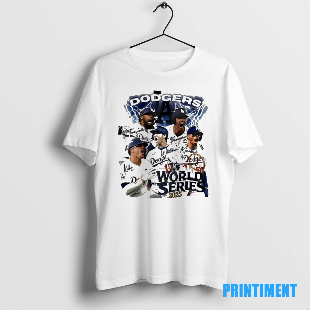 Official Los Angeles Dodgers 2025 World Series Champions Lightning Graphic Tee Sweater