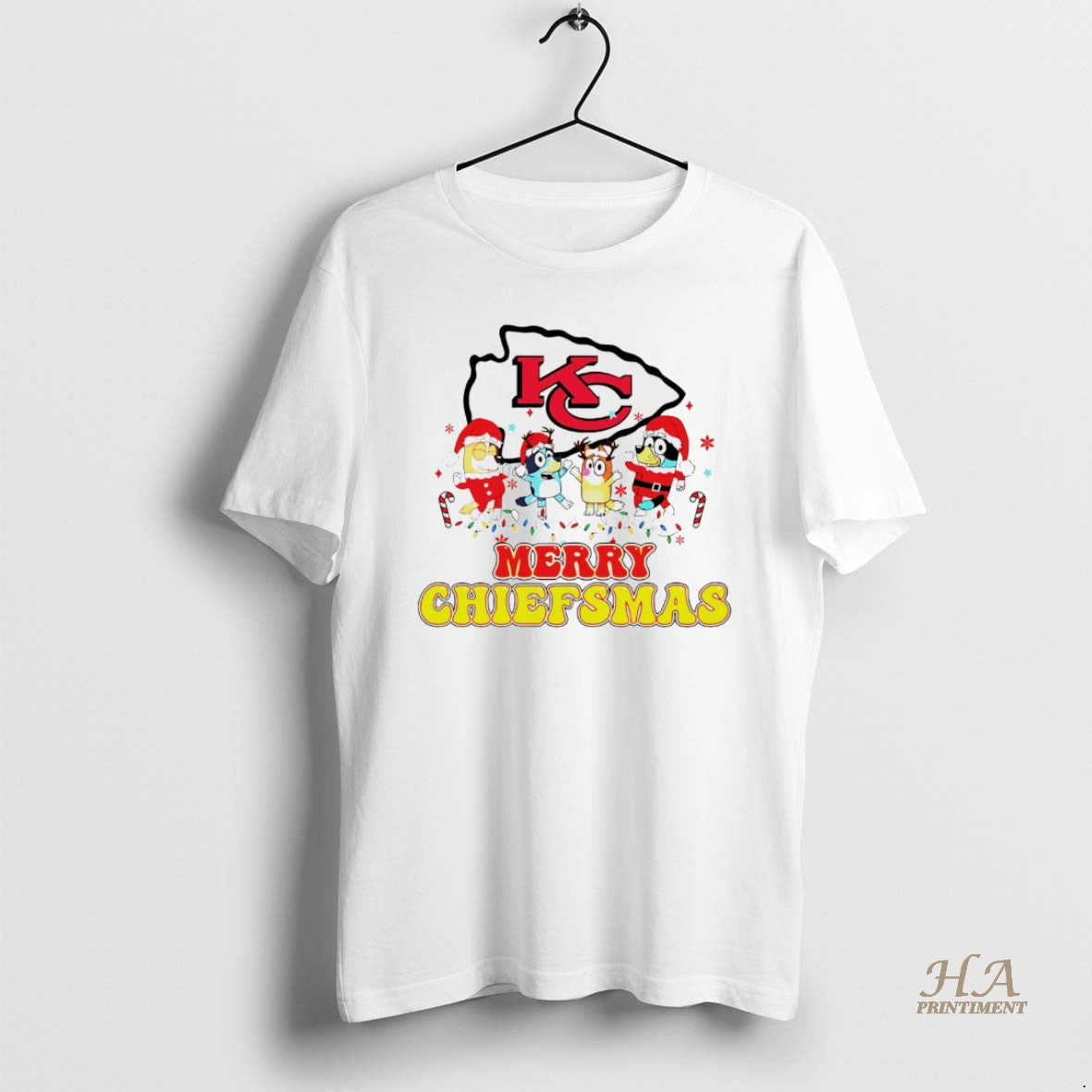 Official Merry Chiefsmas Kansas City Chiefs Christmas Bluey Cartoon White