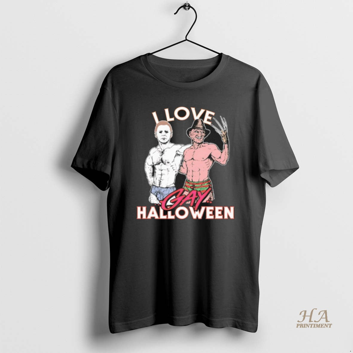 Official Michael Myers And Freddy Krueger I Love Gay Halloween