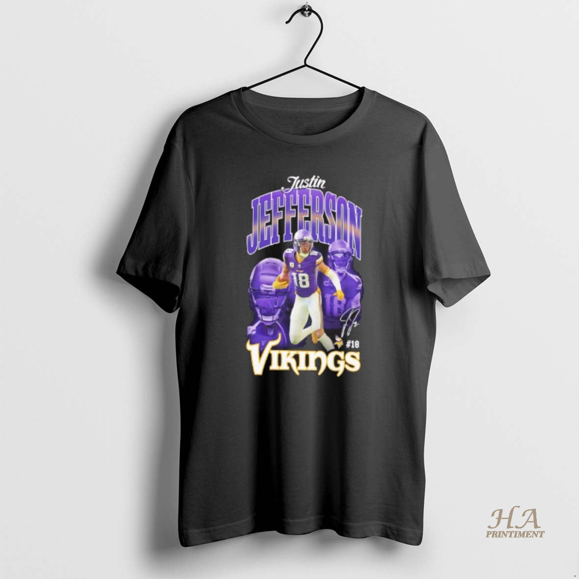 Official Minnesota Vikings Justin Jefferson 18 Triple Pic Signatrue
