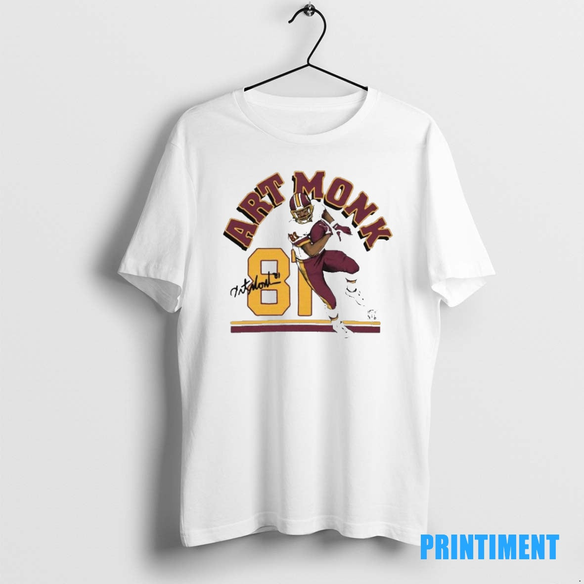 Official Monk Gray Washington Commanders Retired Player Classic Illustration Tri Blend Tee Sweater