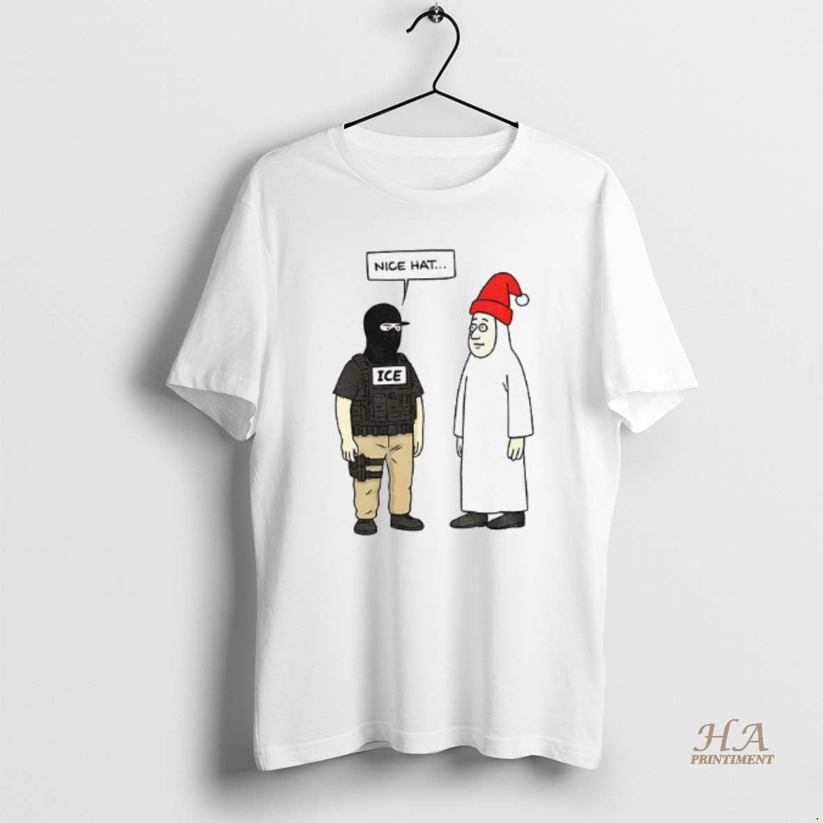 Official Nice Hat Cartoon Funny Abolish Ice Anti Fascist Christmas