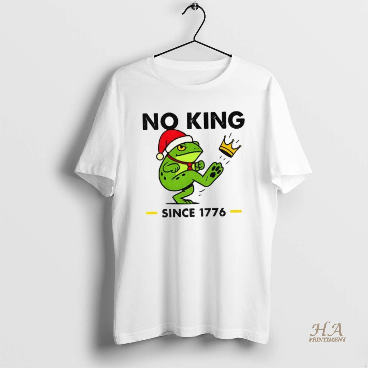 Official No King Since 1776 Funny Christmas Frog