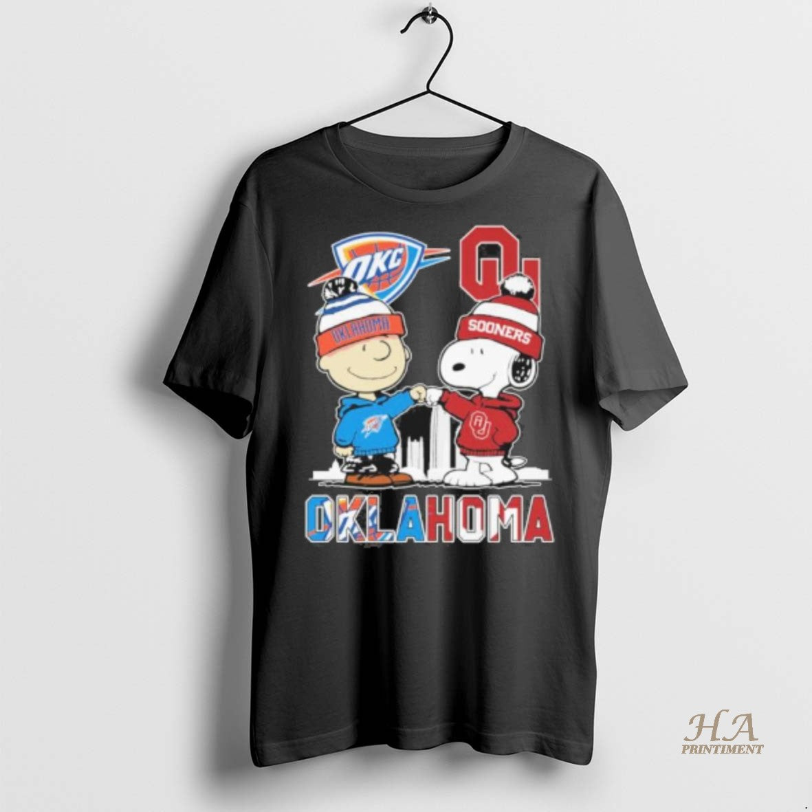 Official Okc Thunder Vs Oklahoma Sooners X The Peanuts Fist Bump Shirt