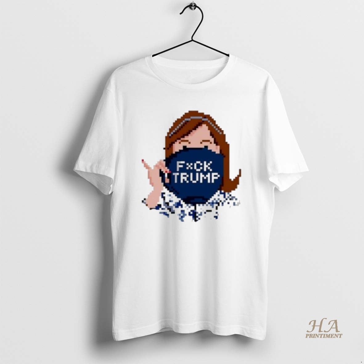 Official Pixel Woman Covering Mouth Fuck Trump Hat