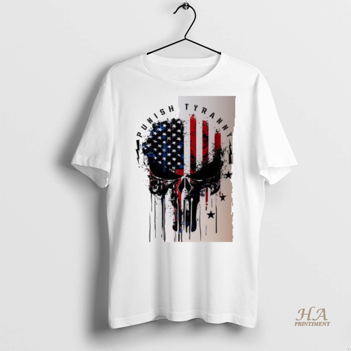 Official Punish Tyranny Skull Flag Flowing Paint Shirt