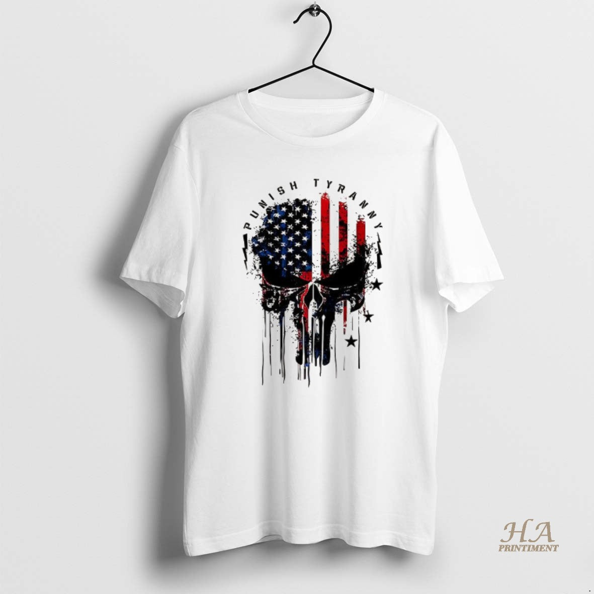 Official Punish Tyranny Skull Flag Flowing Paint