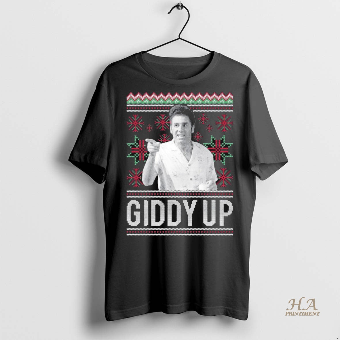 Official Seinfeld Kramer Giddy Up Christmas Ugly Shirt