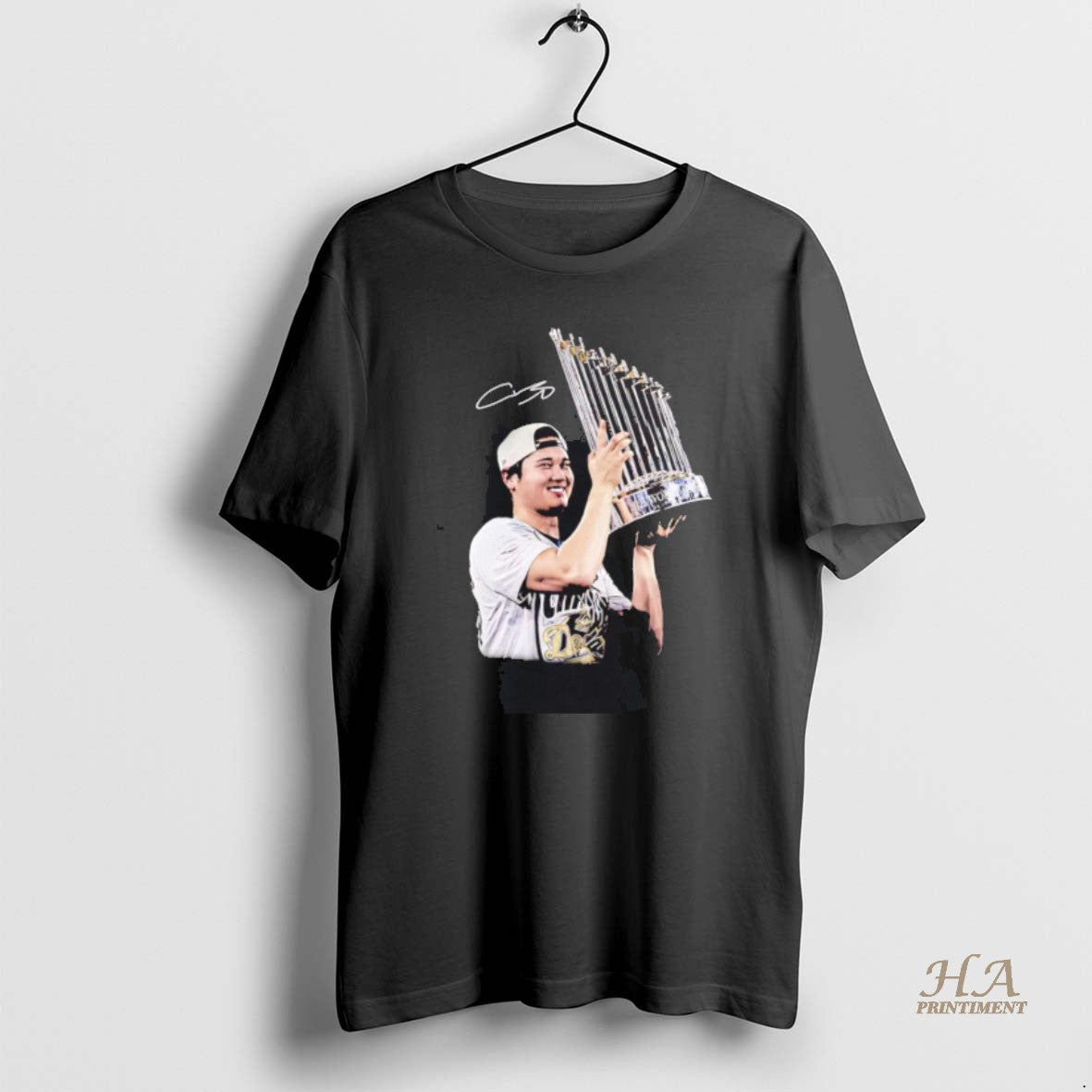 Official Shohei Ohtani Holding 2025 World Series Trophy