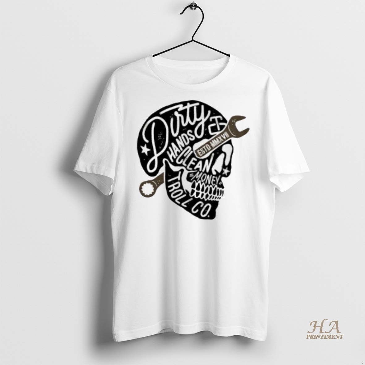 Official Skull Dirty Hands Clean Money Troll Co Shirt