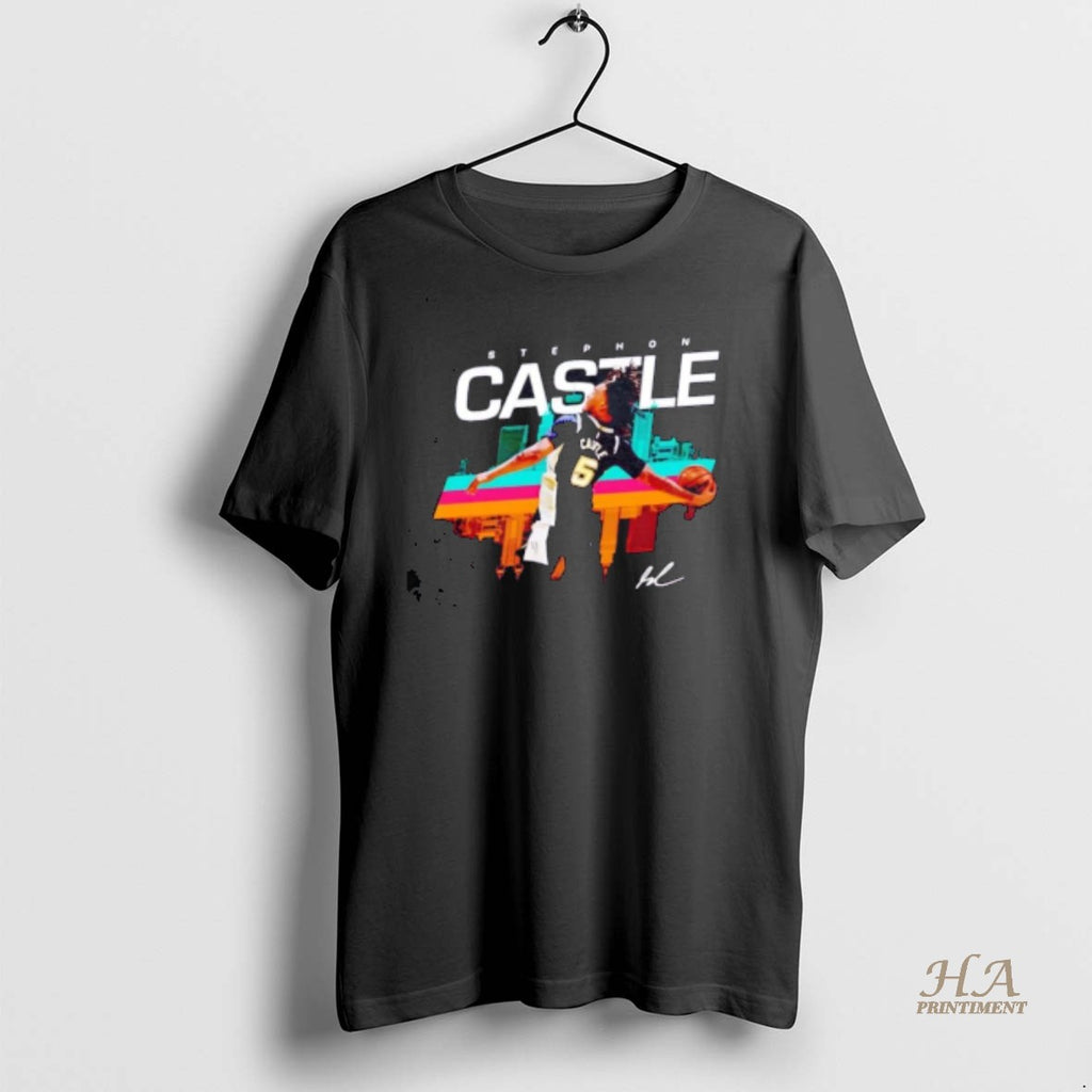 Official Stephon Castle Layups Skyline San Antonio Spurs Shirt