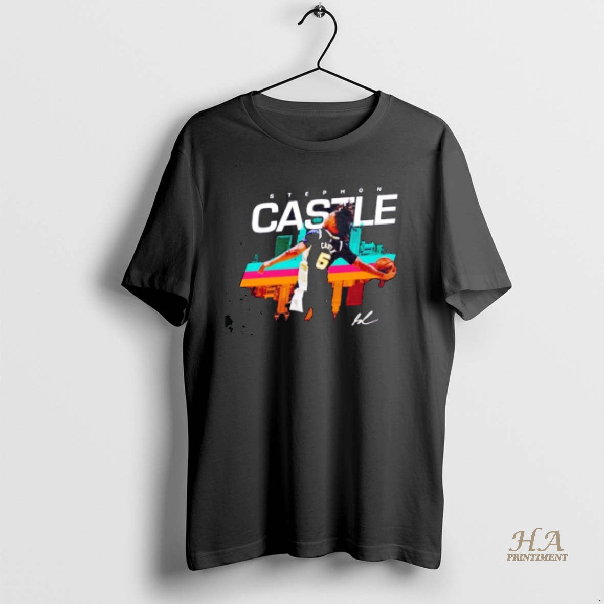Official Stephon Castle Layups Skyline San Antonio Spurs Shirt