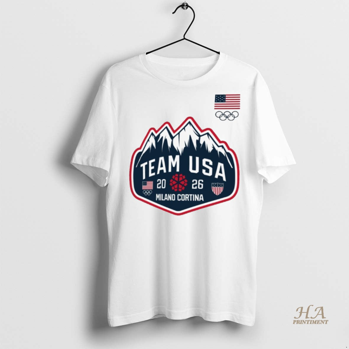 Official Team Usa 2026 Milano Cortina Winter Olympics Mountain Patch Shirt