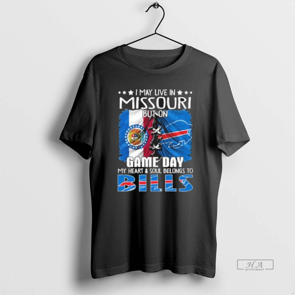 Official Trending Shirt I May Live In Missouri But On Gameday My Heart And Soul